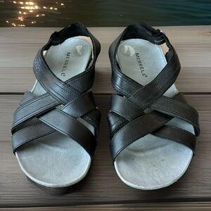 Merrell Women's Bassoon Black Leather Slingback Adjustable Sandals Size 7